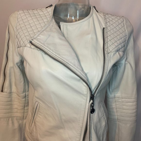 Winter White Guess Leather Moto jacket - Picture 5 of 11